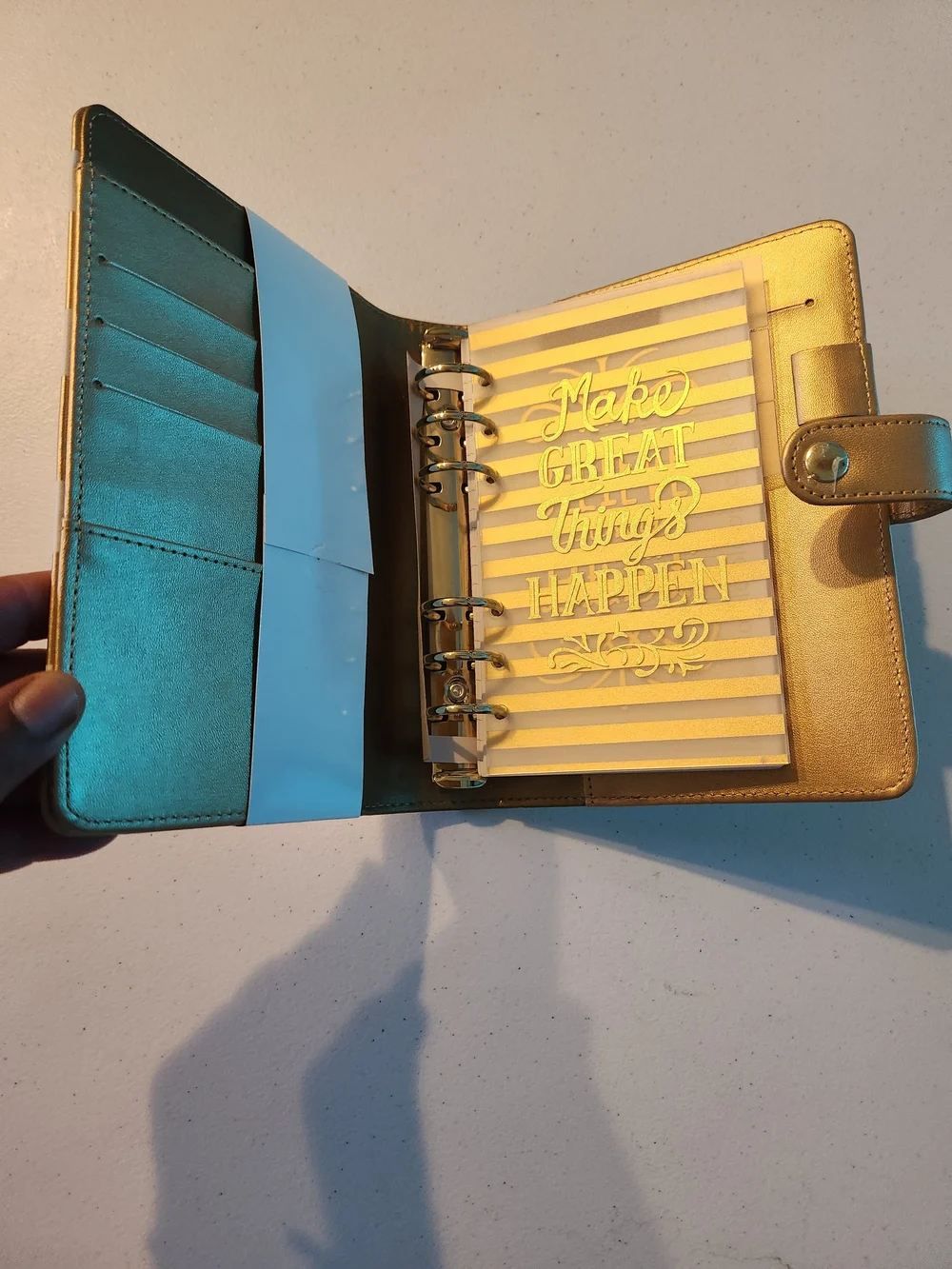 Recollections Gold & White Striped Planner - 6-Ring Organizer
